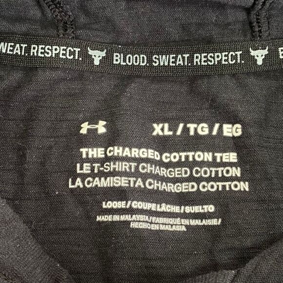 Under Armour Project Rock Black Bull Short Sleeve Hoodie Mens size XL - Picture 6 of 6